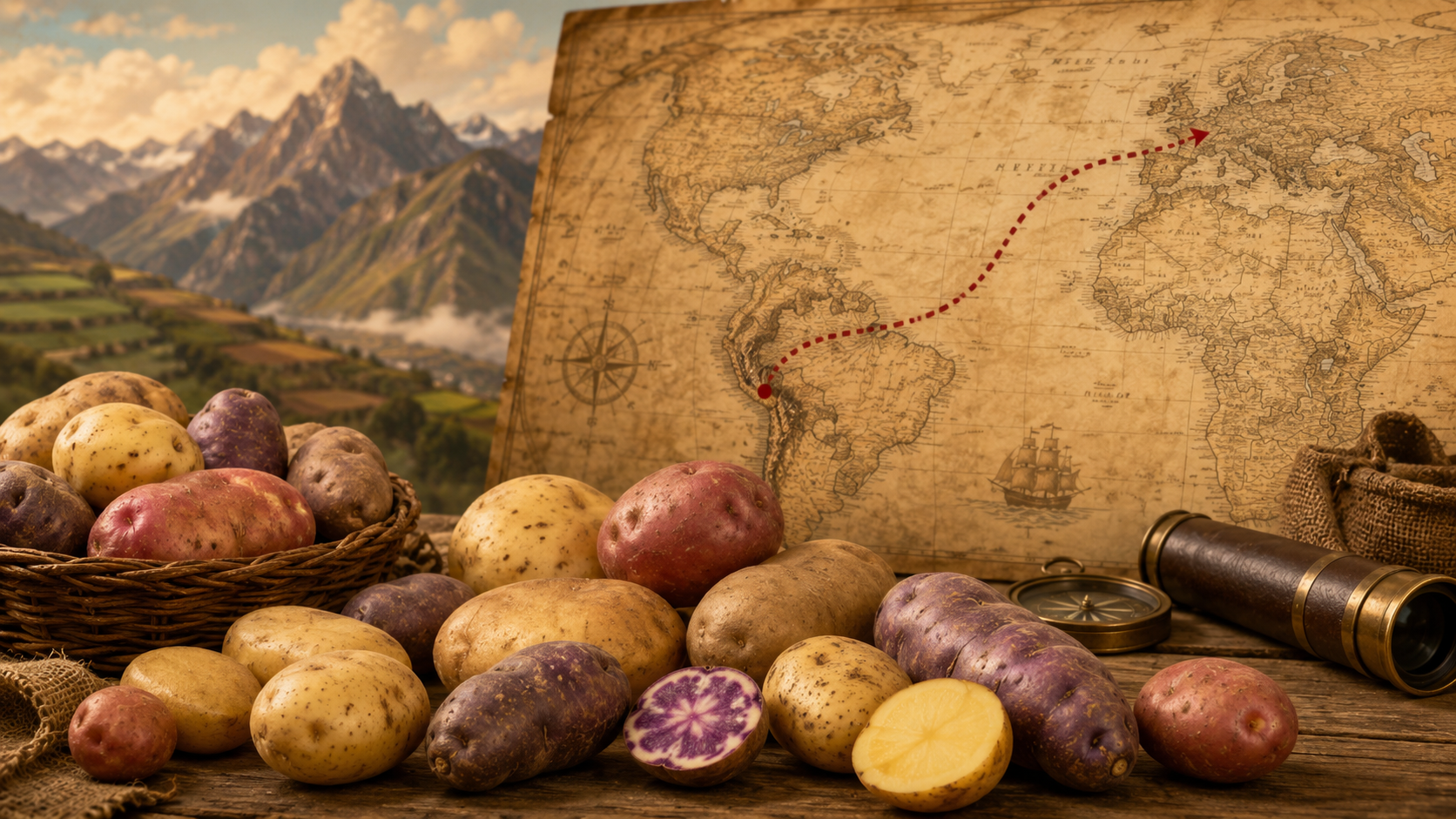 Diffusione della patata in Europa raccontata con patate e mappa storica
